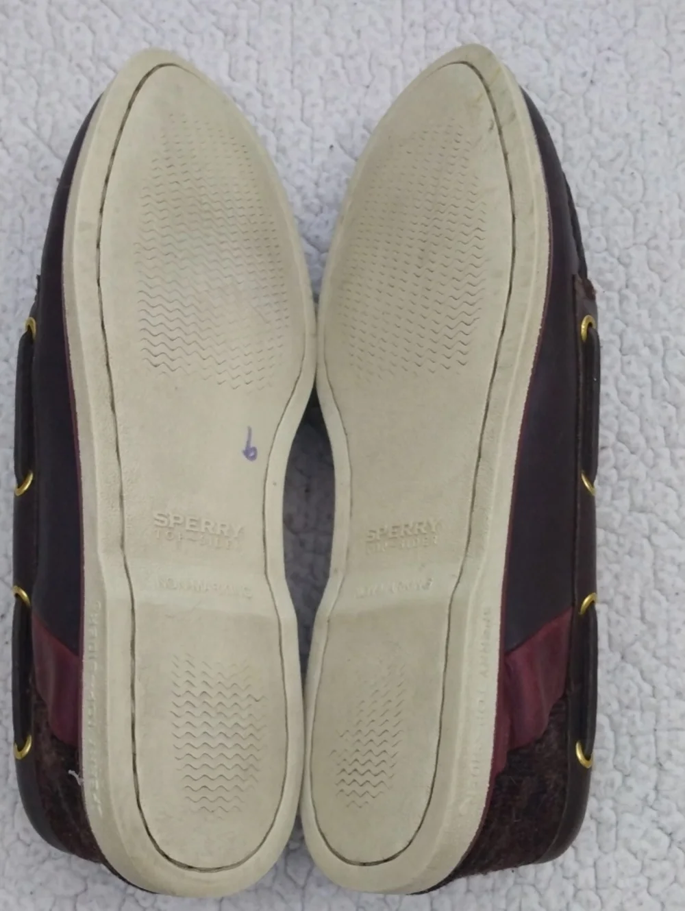 Sperry Gold Cup Dark Brown Leather/Wool Boat Shoes  10.5